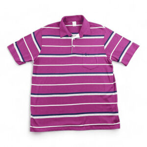 Vintage Penguin Polo Shirt Adult LARGE Original Grand Slam Purple Striped 80s
